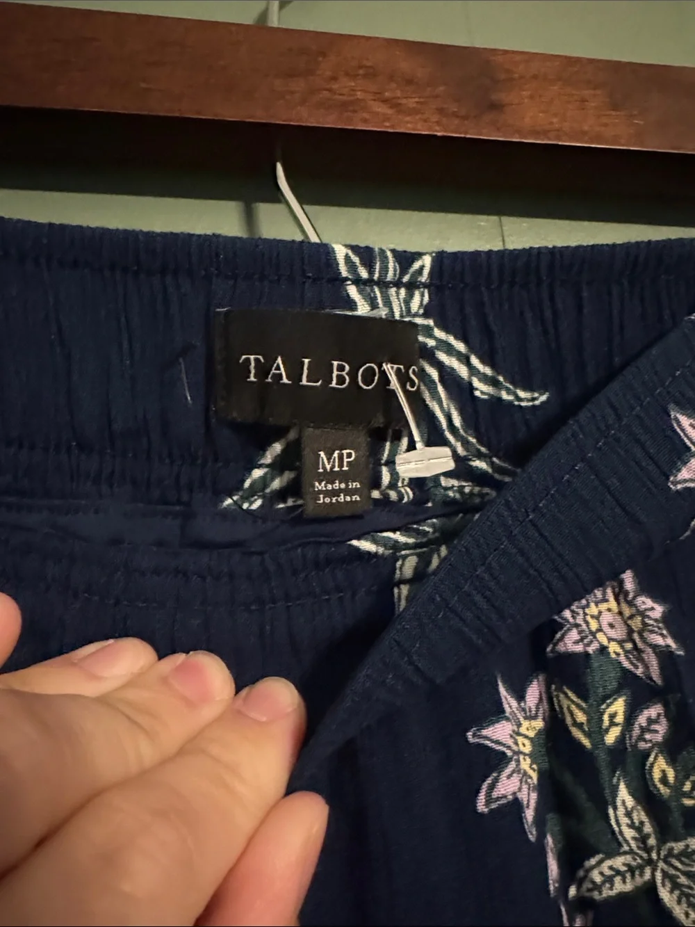 Talbots Navy Floral Wide-Leg Pants with Lilac Accent Medium Petite Soft Feminine